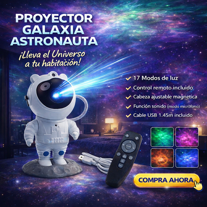 Proyector Galaxia Astronauta | 360° & Control Remoto