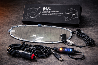 Desempañador Eléctrico 12V + USB para Casco de Moto | Anti Empaño | Visión Clara Bajo Lluvia y Frío