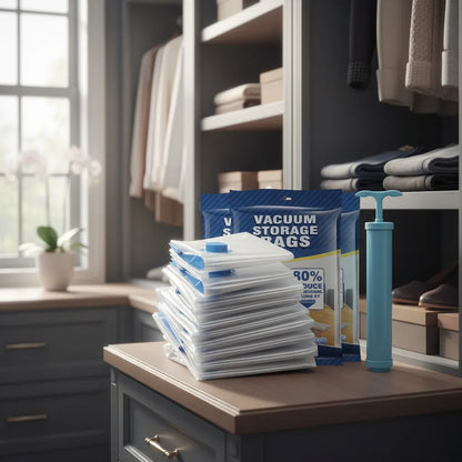 Pack x5 Bolsas de Vacío Compresoras + Bomba Manual