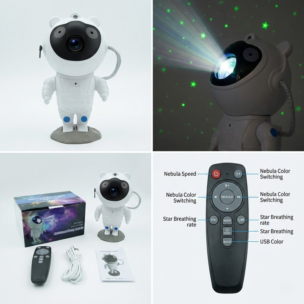Proyector Galaxia Astronauta | 360° & Control Remoto