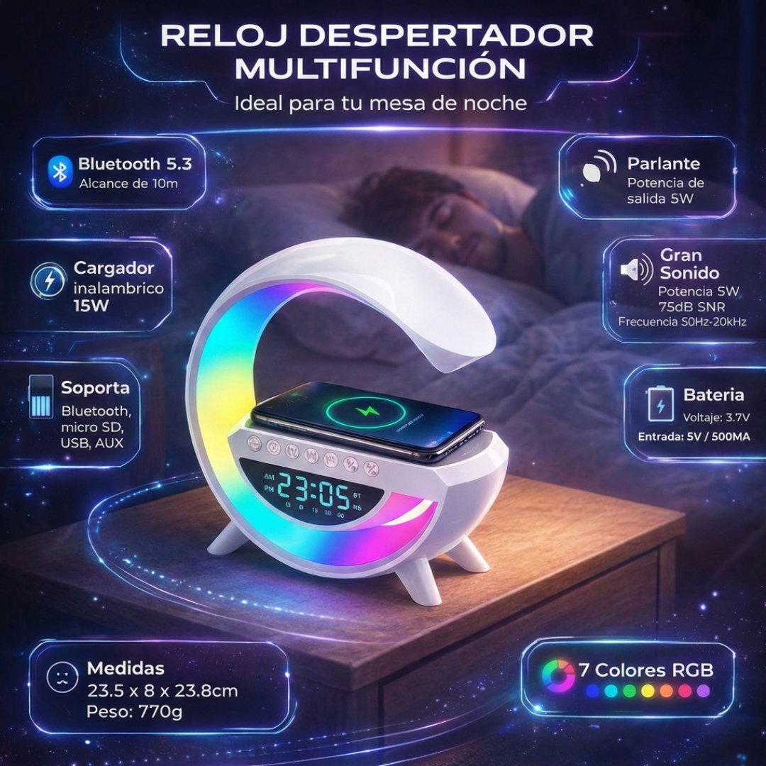 Reloj Despertador Multifunción G-Style | 6 en 1